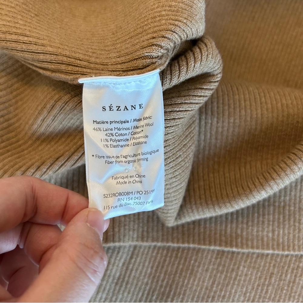 ✨ SALE✨Sezane Harper Midi Knit Dress - Camel Beige Tan Wool Blend French Holiday - Picture 8 of 9